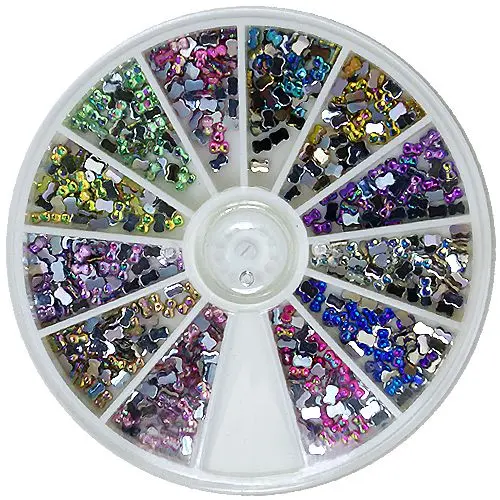 Decorative rhinestones, set - bowknots, holographic