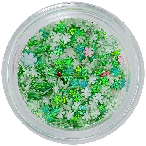 Nail Decorations - Green 3D Flowers