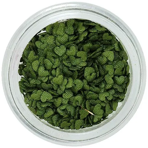 Decorations for nails - olive green fabric hearts