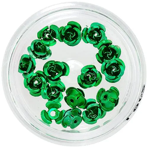 Decoration for nails - green ceramic roses