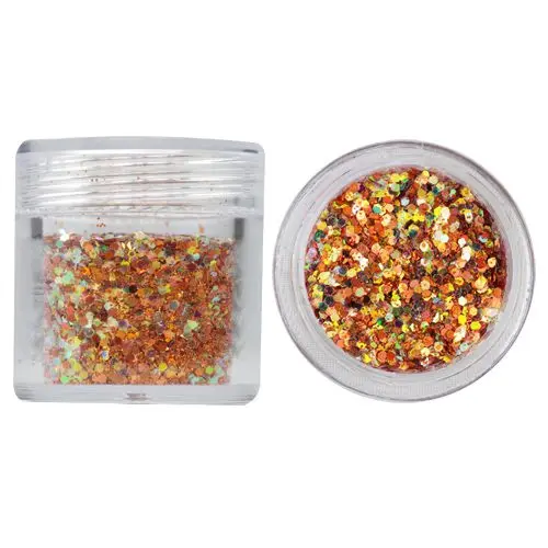 Hexagon in glitter dust powder, 1mm - coppery 10g