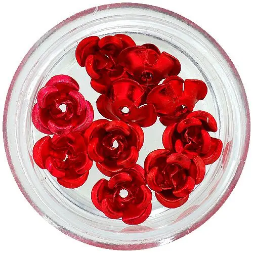 Ceramic nail decorations - red roses, 10pcs