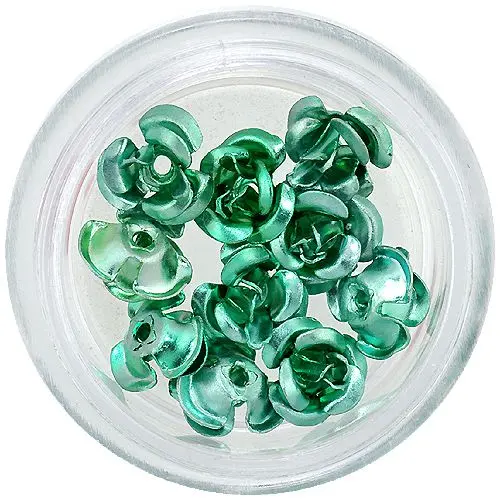 Ceramic nail decorations - dark green roses, 10pcs
