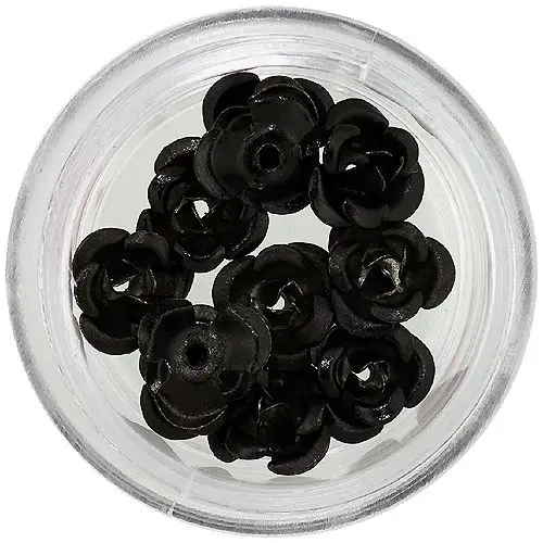 Decoration for nails, 10pcs - black ceramic roses