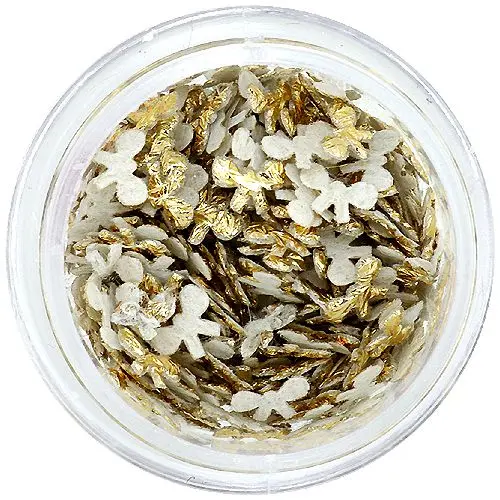 Decoration for nails - golden fabric ribbons