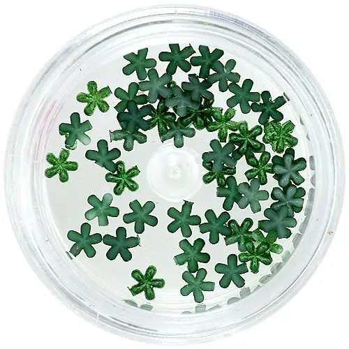 Pearl nail decorations - dark green flowers