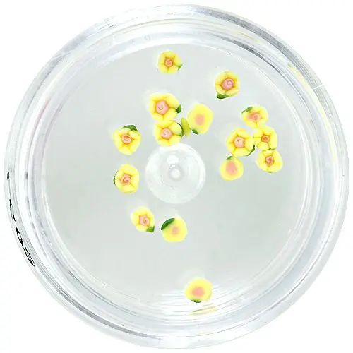 Yellow nail decorations - acrylic flowers