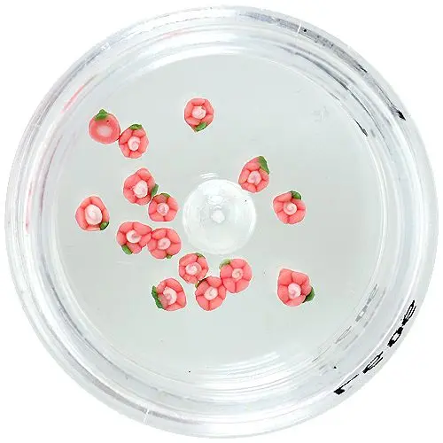 Nail decorations - acrylic flowers,  pink and white