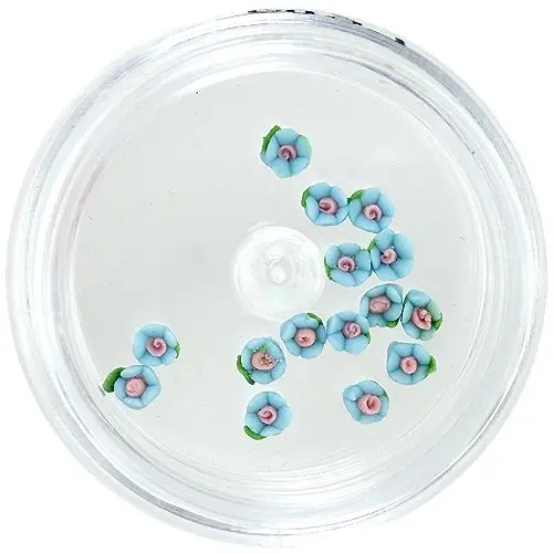 Light blue nail decorations - acrylic flowers