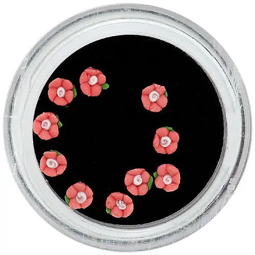 Pink nail decorations - acrylic flowers