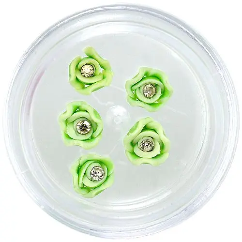 Acrylic flowers – light green with rhinestone