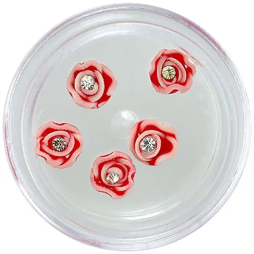 Red acrylic flowers with rhinestone