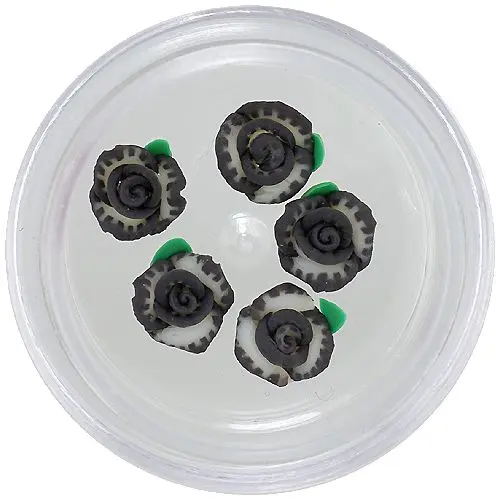 Nail decorations - acrylic flowers, black and white