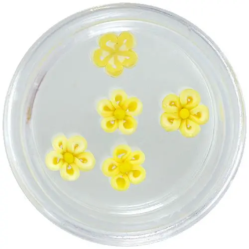 Nail decorations - acrylic flowers, yellow and white, yellow centre