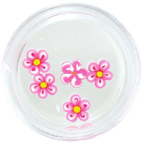 Acrylic flowers – deep pink and white, yellow centre