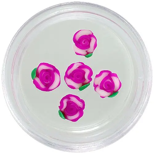 Fuchsia and white nail decorations - acrylic flowers