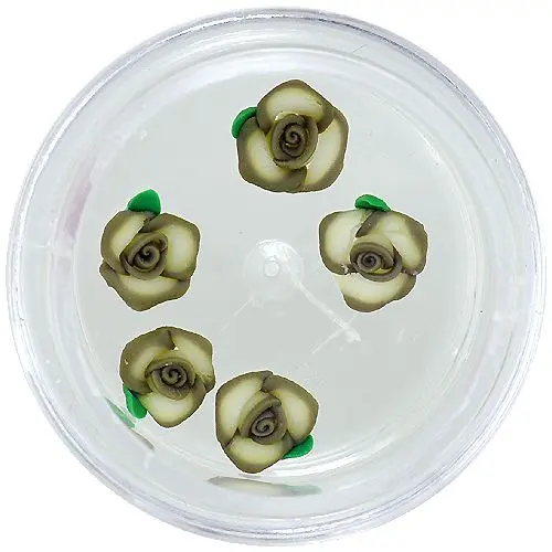 Nail decorations - acrylic flowers, dark green and white