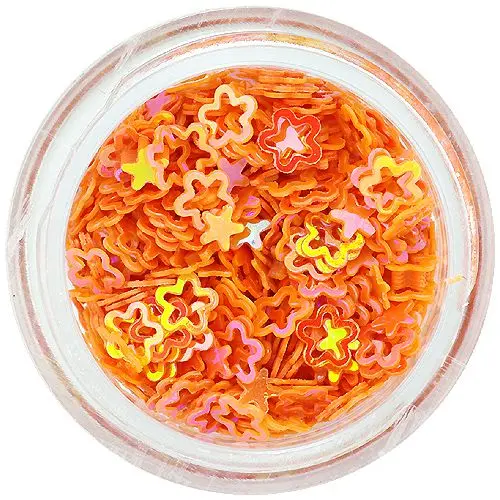 Hollow flower shaped confetti for nail art, deep orange