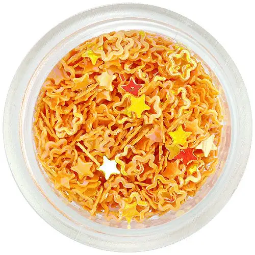 Hollow flower shaped confetti for nail art, yellow-orange