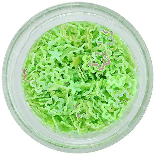 Nail decoration - bright green flowers, hollow