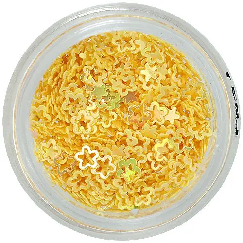 Hollow flower shaped confetti for nail art, deep yellow