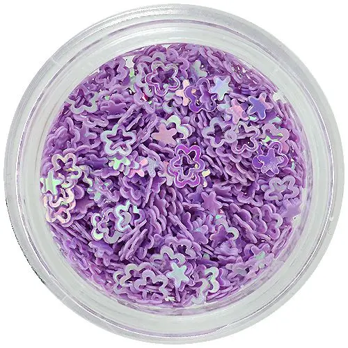 Glitter confetti - light purple flowers, hollow