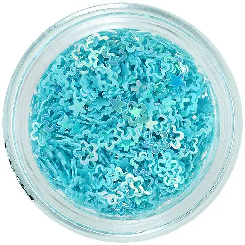 Hollow flower shaped confetti for nail art, light turquoise