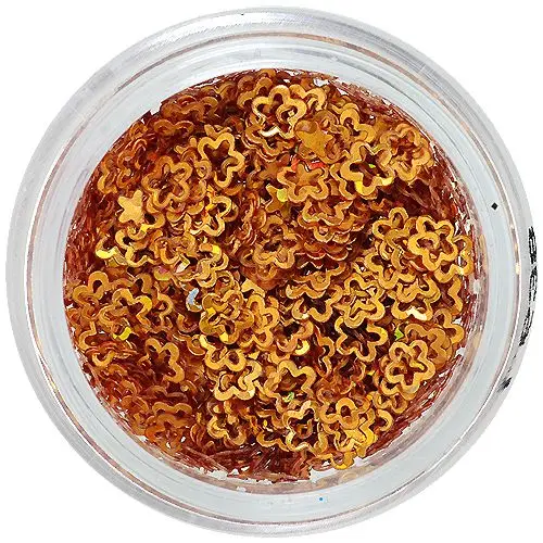 Hologram glitter confetti - gold flowers, hollow