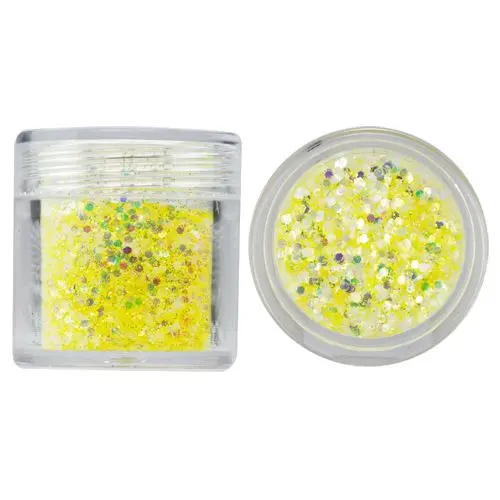 Hexagon in glitter dust powder, 1mm - bright yellow, 10g