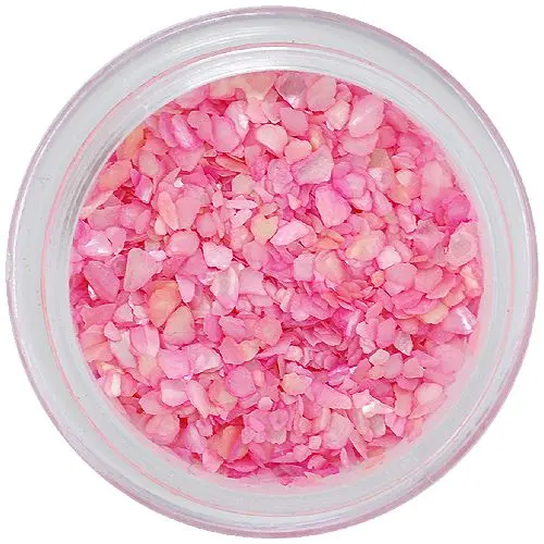 Nail art decorations - crushed shells, bright pink