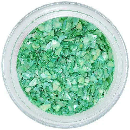 Mint green nail art decoration - crushed shells