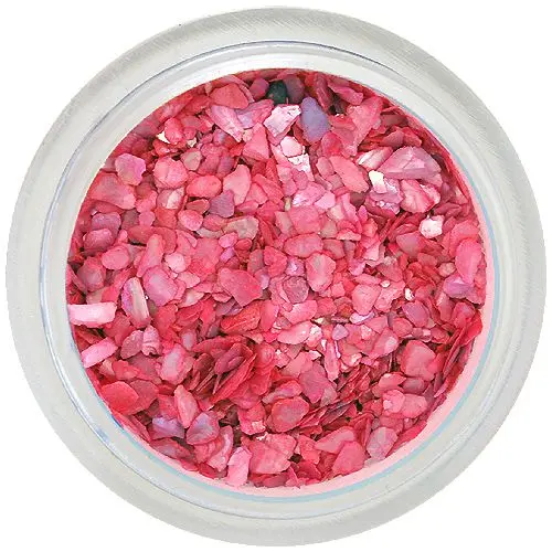 Nail art decoration in coral red colour - crushed shells