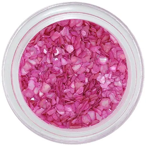 Dark pink nail art decoration - crushed shells