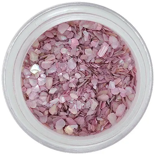 Nail art decorations - crushed shells, pink-grey