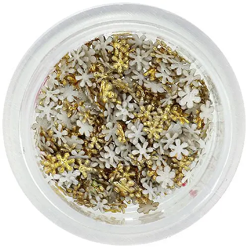 Golden decorations for nails - fabric flowers, small