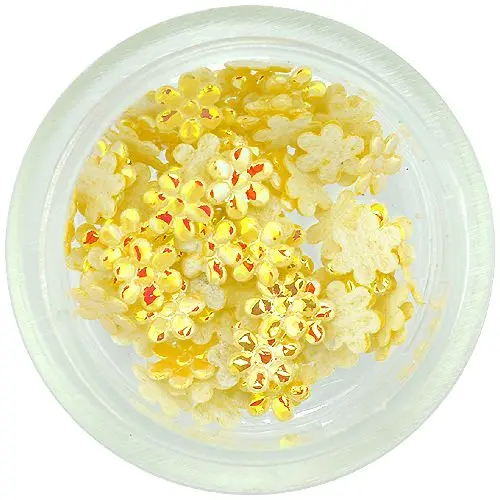 Pearl light yellow fabric flowers for nails decoration