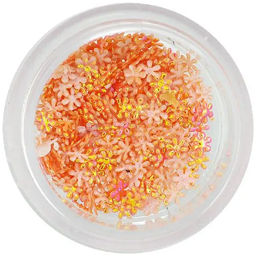 Nail art decorations - orange fabric flowers, small