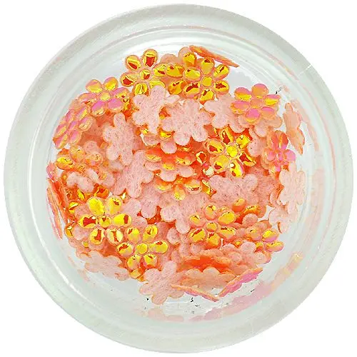 Pearl orange decorations for nails - fabric flowers