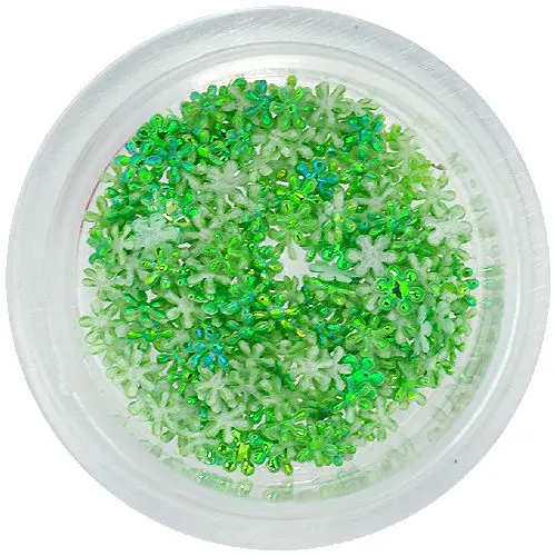 Fabric flowers for nails decoration - green, small