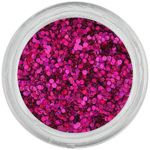 Fuchsia circle glitter for nail art – hologram
