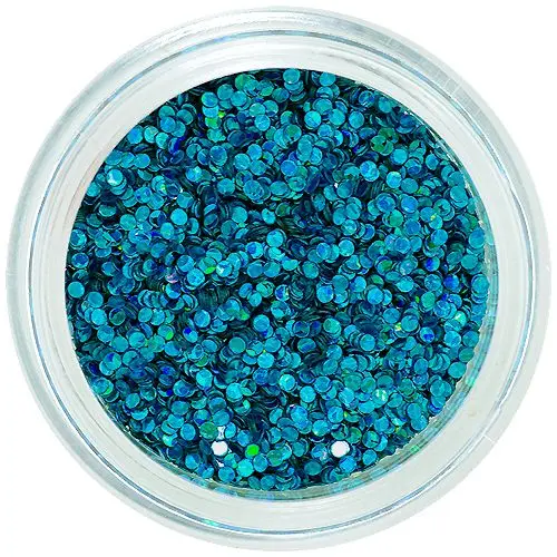 Nail art decorations - circle glitter, azure blue