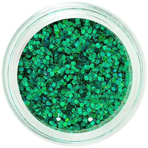 Nail decorations - circle glitter, green-blue