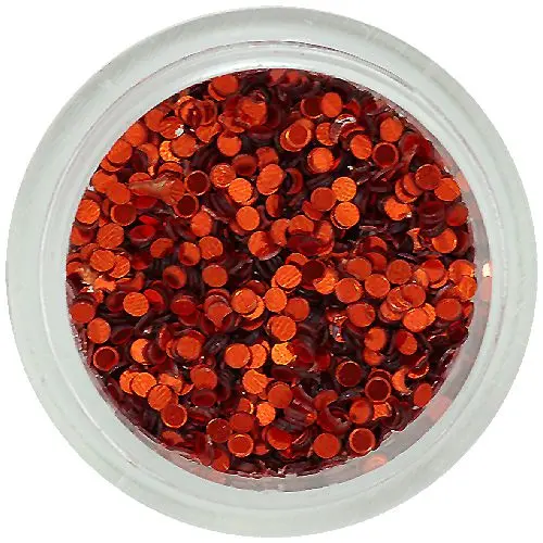 Nail decorations - circle glitter, dark orange