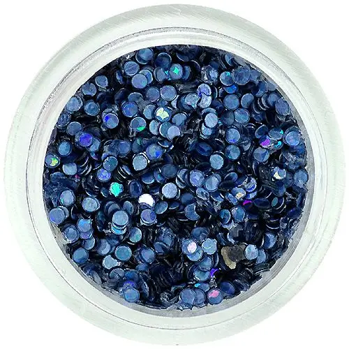 Nail art confetti - blue-black circle glitter with reflections