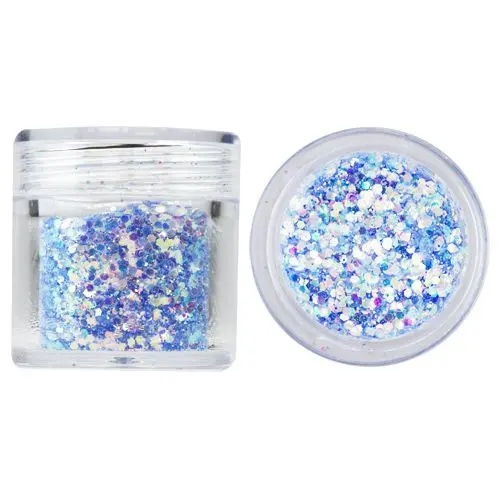 Hexagon in glitter dust powder, 1mm - violet-blue, 10g