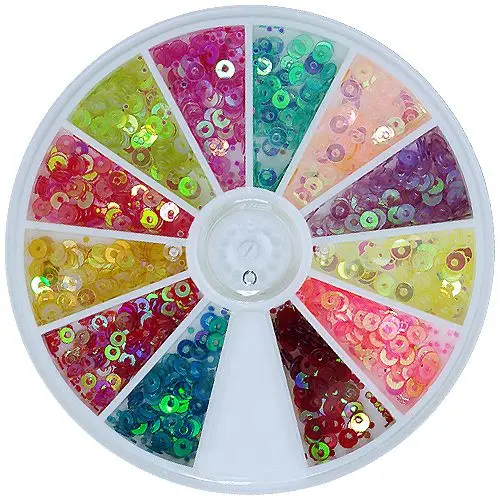 Nail art confetti, set - sequins in a CD shape