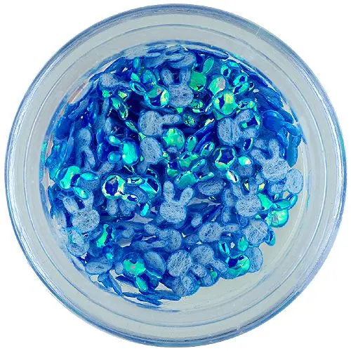 Nails decoration - blue fabric bunny