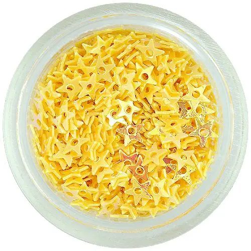 Stars with center hole for nail art - yellow