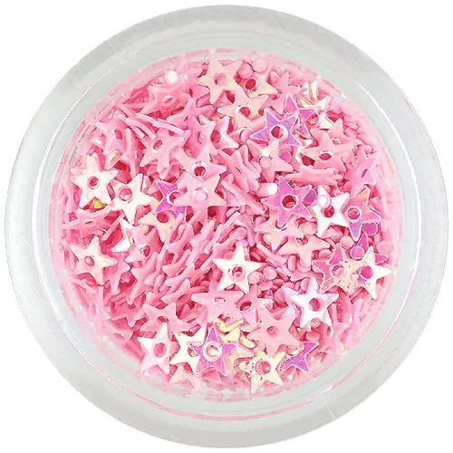 Nail decorations - stars with center hole, light pink
