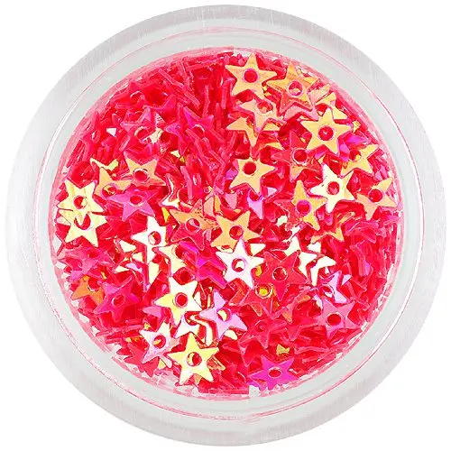 Nail decorations - stars with center hole, orange-red